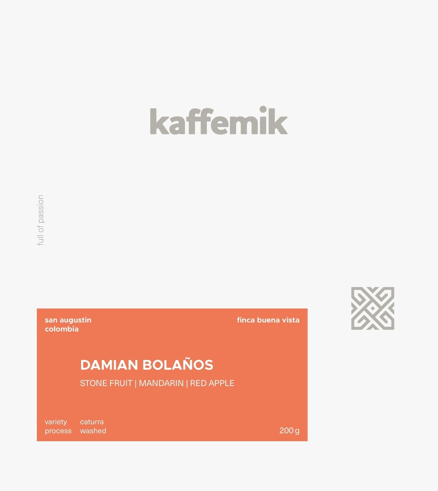 DAMIAN BOLAÑOS | Colombia | Washed - kaffemikSTONE FRUIT | MANDARIN | RED APPLEKaffeebohnen